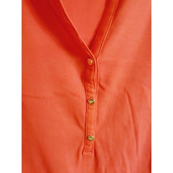Lauren Ralph Lauren 3X Slim Fit Stretch Top Part Button LS LRL V-Neck Orange - Picture 3 of 6